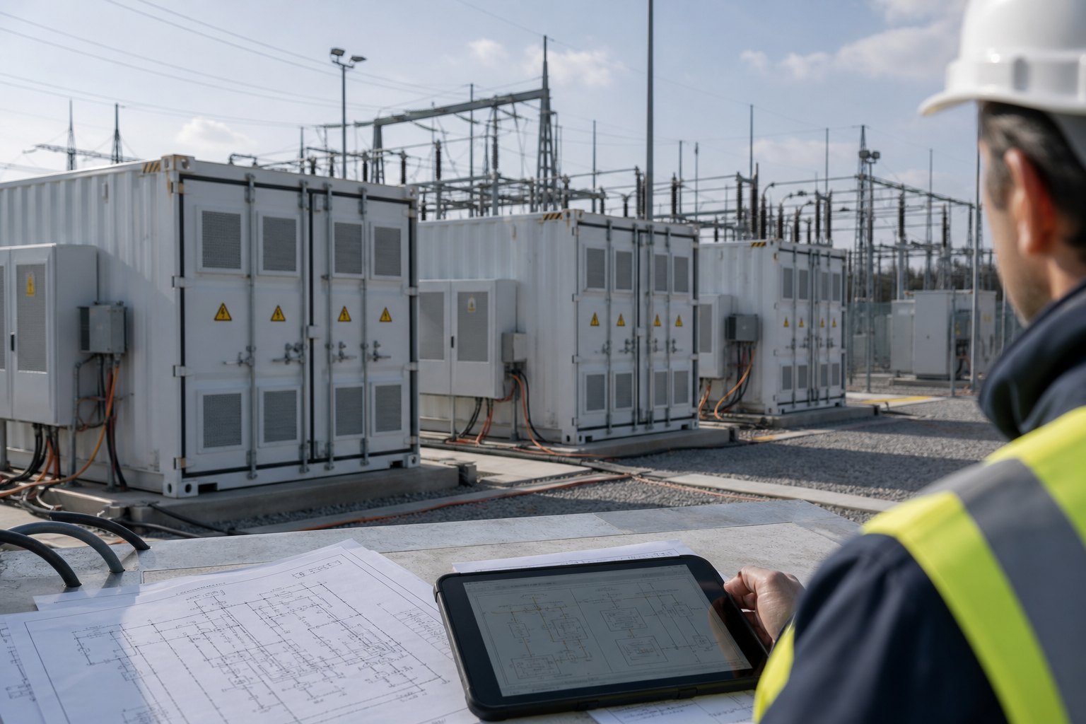 Batteriespeicher und Umspannwerk